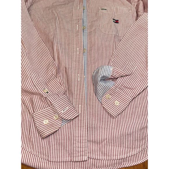 Vintage 90s Tommy Hilfiger Striped Oxford‎ Women's Seersucker Button Up Sz 6 - Picture 12 of 13